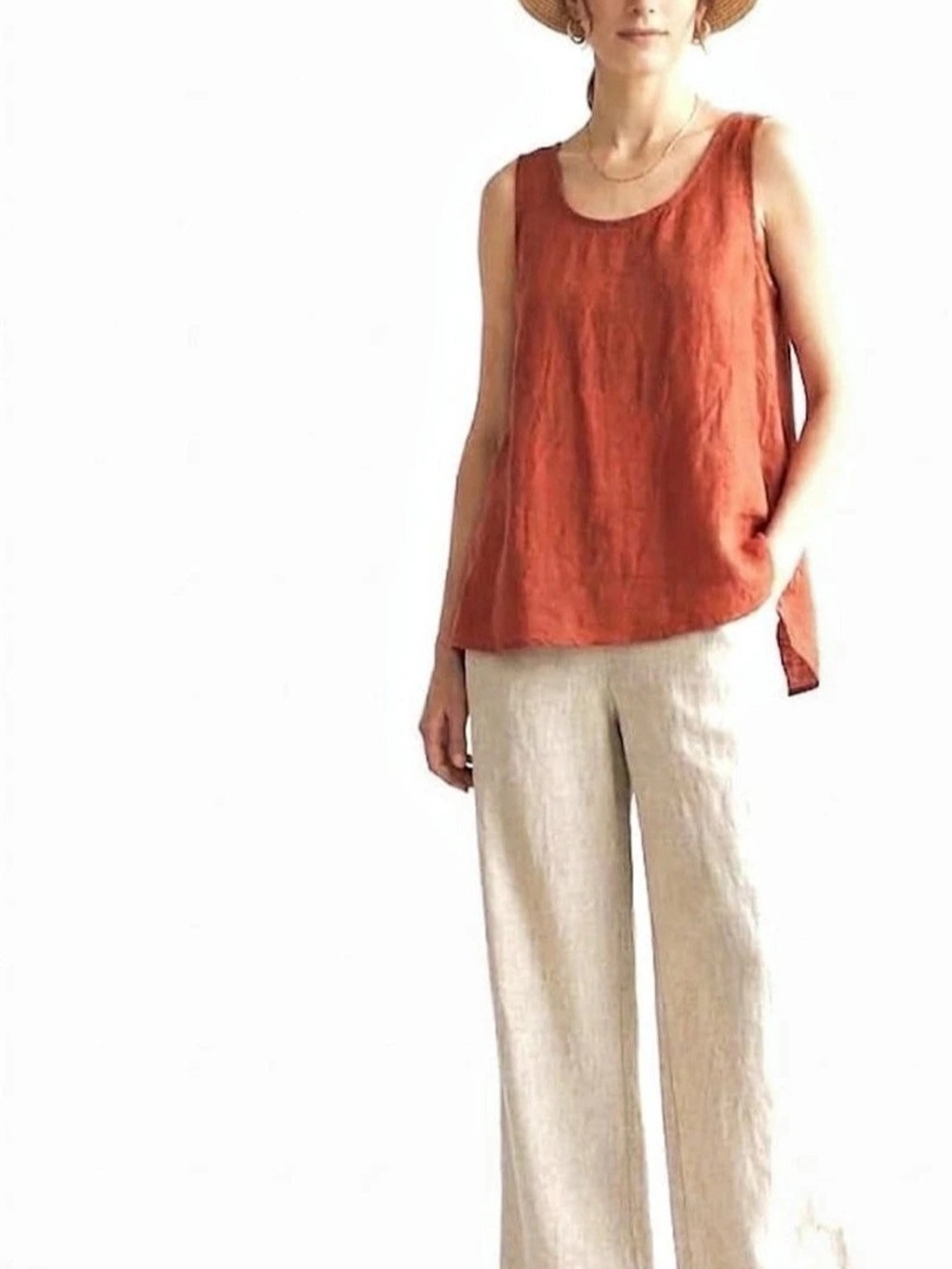 Eileen Fisher Women's Orange Linen-Style Tunic
